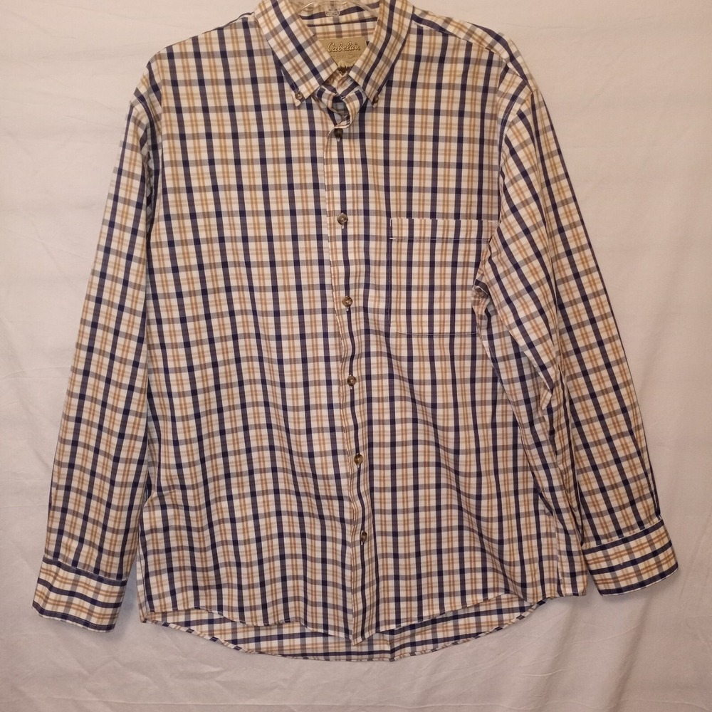 Cabelas Shirt Mens Large Plaid Outfitter Series Long Sleeve Button Down‎